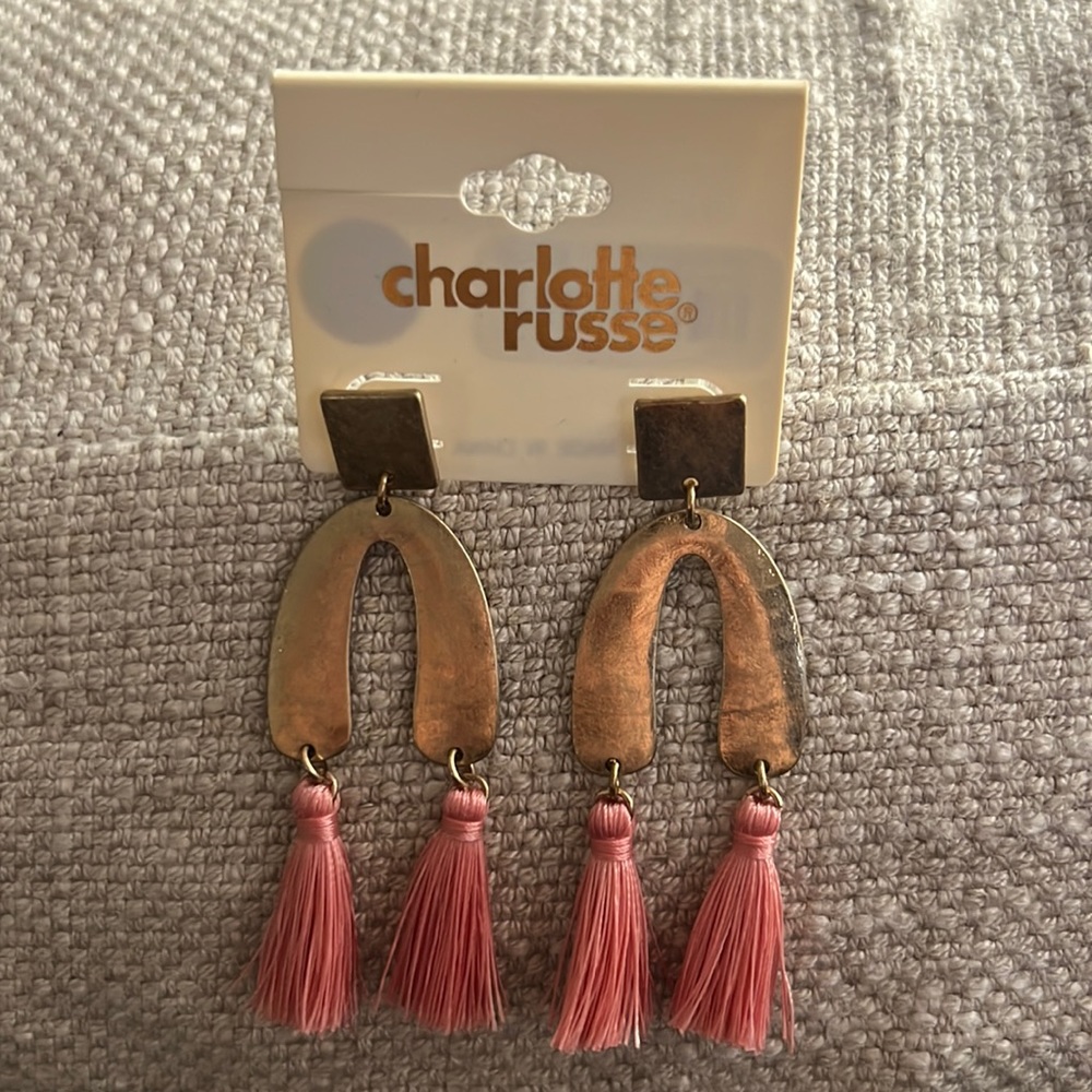 Boho Pink Drop Tassel Earrings